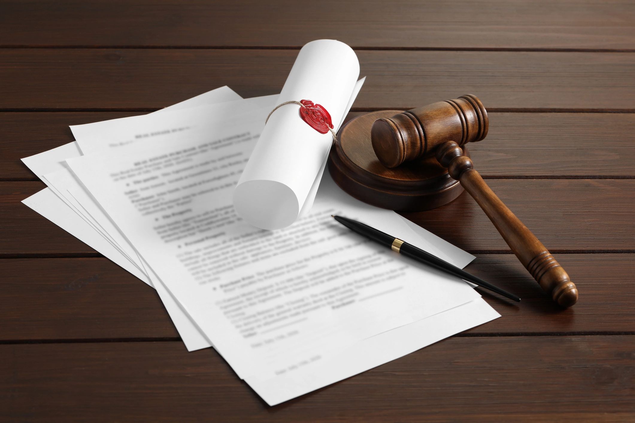 Notary documents and pen on a desk